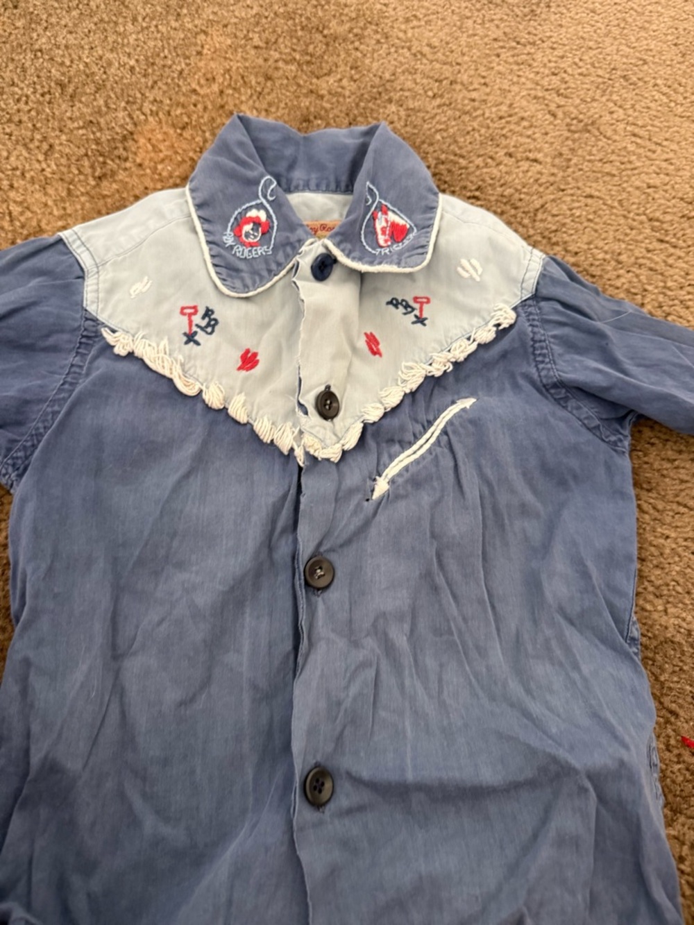 Roy Rogers Light and Medium Blue Embroidered western shirt